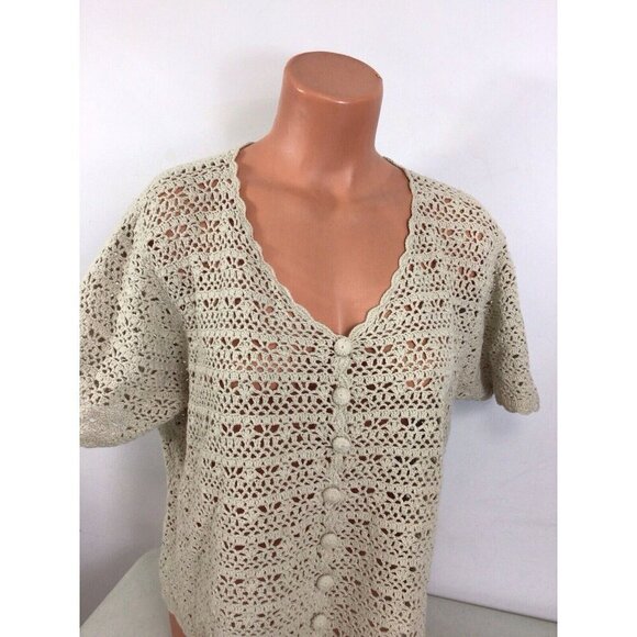 Laura Scott Crochet Cardigan Sweater Y2K Womens 1X - Picture 3 of 7